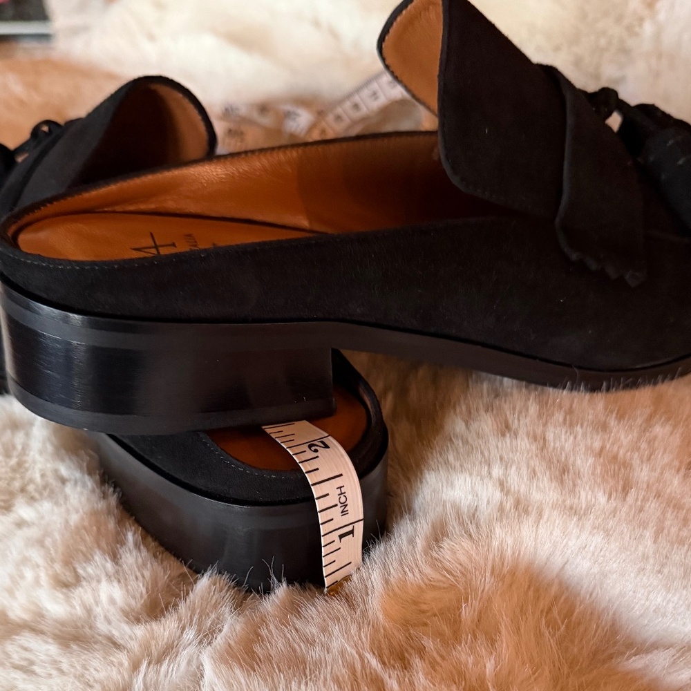 NEW Aquatalia Black "Stella" Suede Tassel Mule Weatherproof 9.5 M NIB